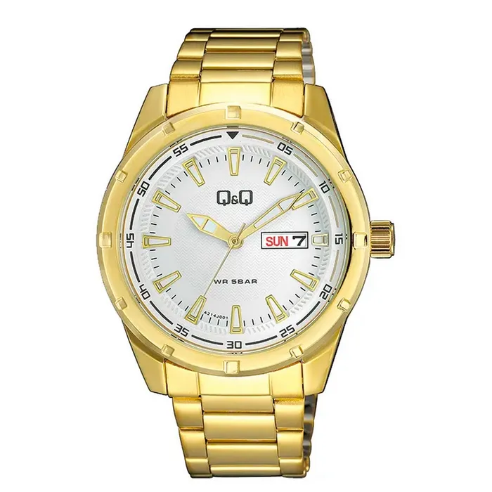 Reloj Q&q Qyq A214j001y Dorado Hombre Acero + Estuche