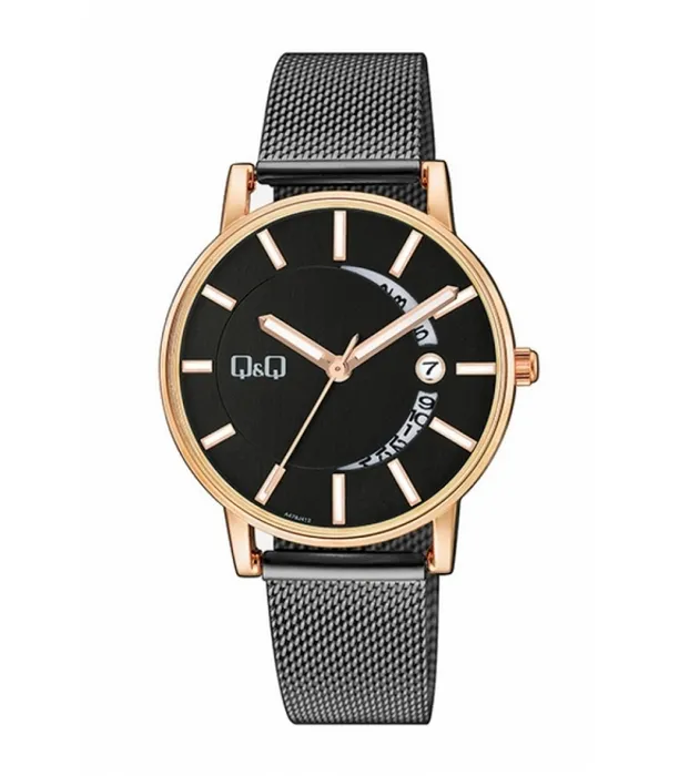 Reloj Para Hombre Q&q A478j412y Negro Pavonado + Estuche