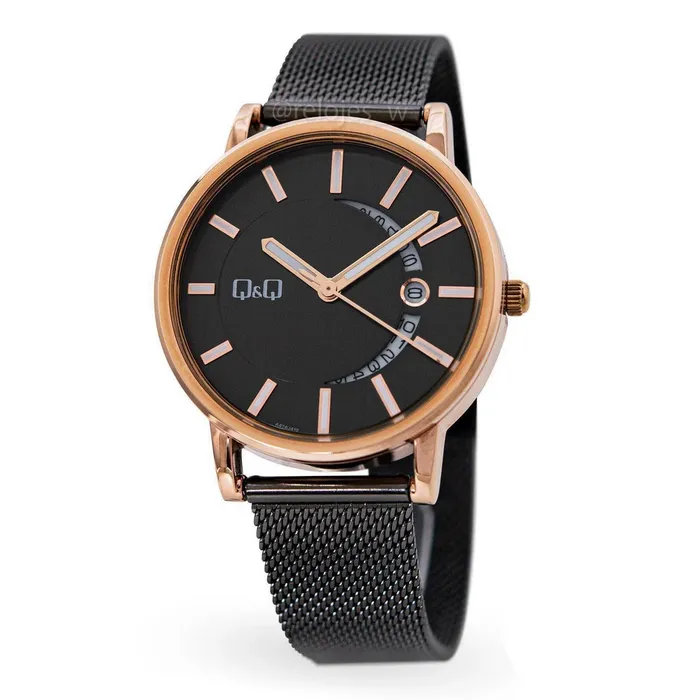 Reloj Para Hombre Q&q A478j412y Negro Pavonado + Estuche