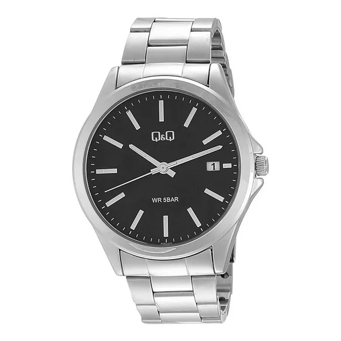 Reloj Para Hombre Q&q A484j202y Plateado Negro +estuche