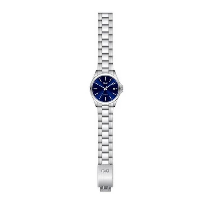 Reloj Para Hombre Q&q A484j212y Plateado Azul Acero +estuche