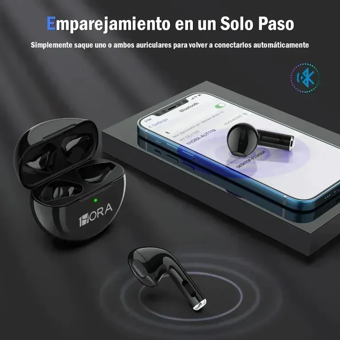 Audífonos In-ear Bluetooth Auriculares 1hora Negro Aut119
