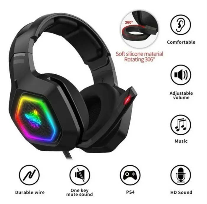 Audífonos Gamer k10 Onikuma Color Negro Luz Led RGB 