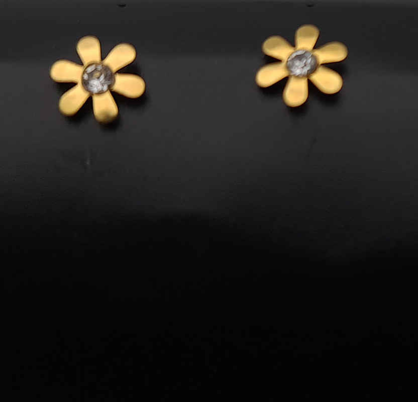 Aretes Flor Blanca De Enroscar Acero