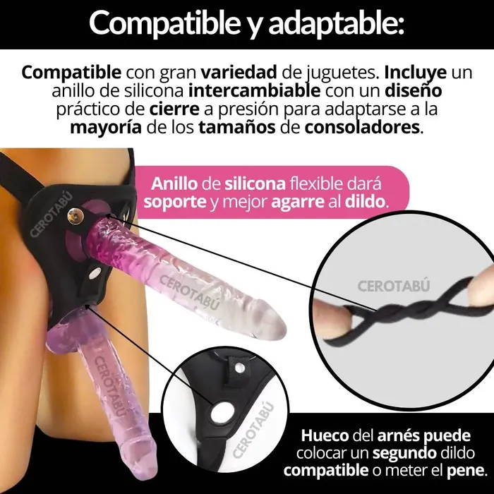 Arnés Universal Ajustable Doble Dildo Anal Y Vaginal Unisex