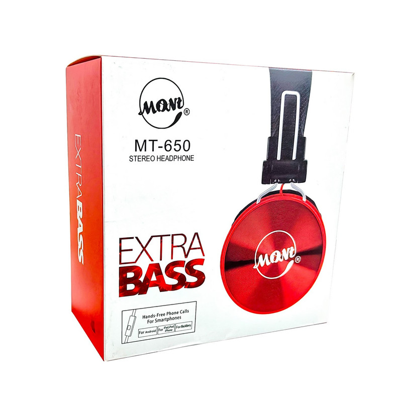 Audifonos Mt-650 Sonido Y Vibraciòn 360 Grados Extra Bass Rojo