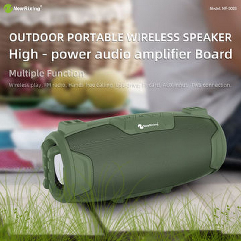 Bocina Parlante Mi Portable Bluetooth Nr-3026 + Microfono Verde