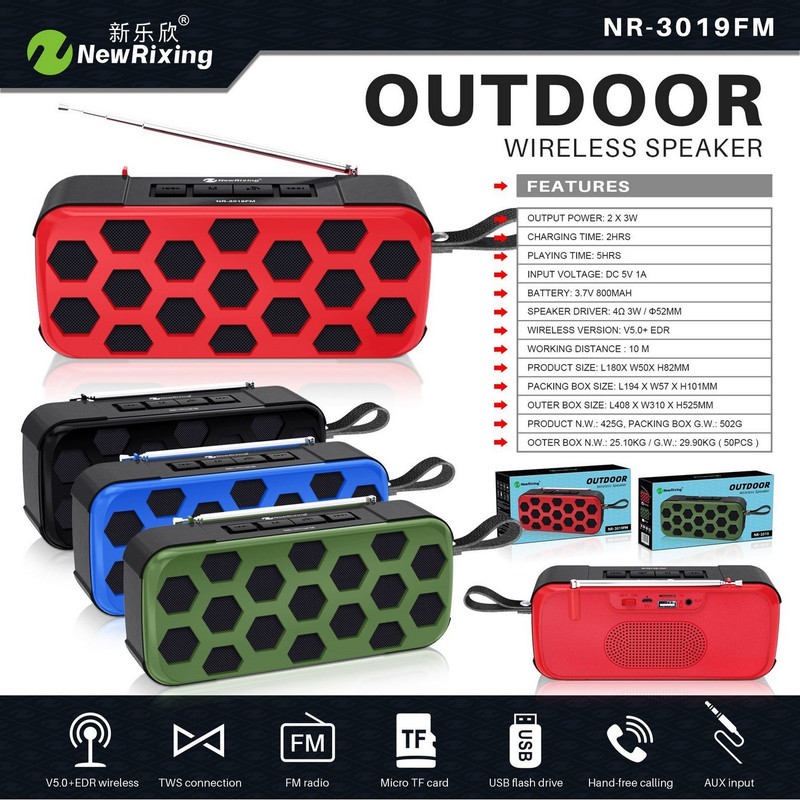 Bocina Parlante Mi Portable Bluetooth Speaker Rejilla Nr3019 Azul