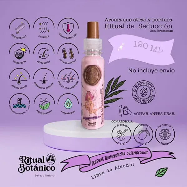 Termoprotector, Perfume Y Desenredante Capilar Ritual Botánico Con Feromonas (120ml)