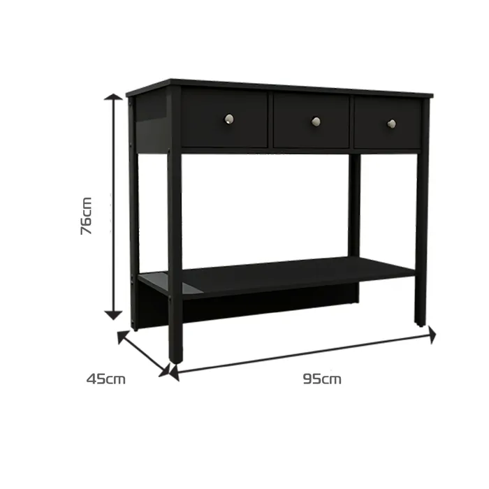 Mueble Consola aparador 95cm en MDP 3 cajones Negro