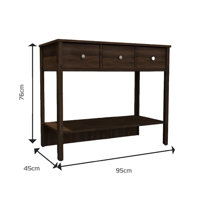 Mueble Consola aparador 95cm en MDP 3 cajones Marron