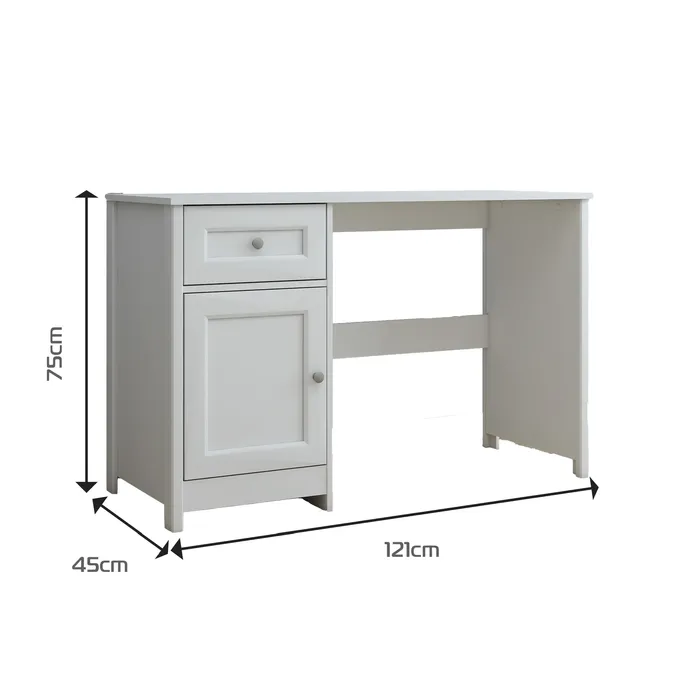 Escritorio en MDP 121cm con 1 cajon y 1 puerta Blanco