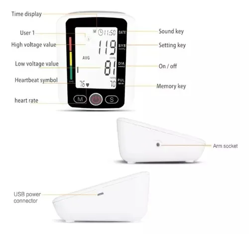 Tensiómetro Digital De Brazo con voz  Alta Precisión Monitoreo