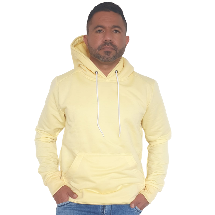 Buzo Capucha En Algodón Para Hombre - Amarillo Pastel