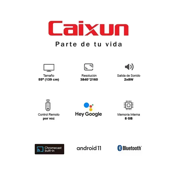 CAIXUN 55” 4K UHD LED Con Comandos de Voz televisor