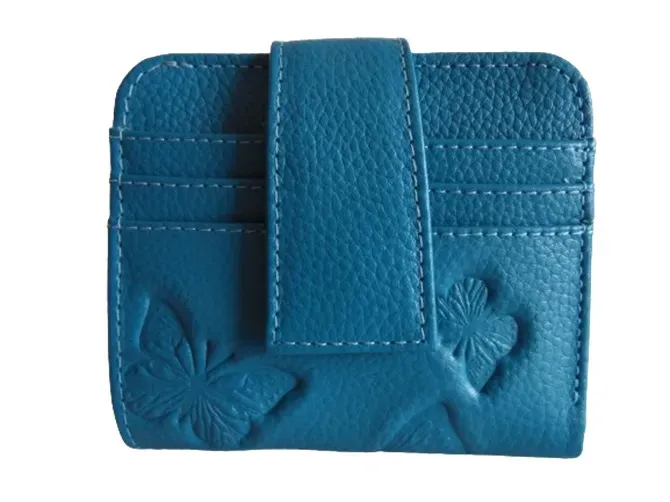 Billetera Mini en Cuero Para Mujer CALZADO GUERREROS CB-007 Azul Mariposas