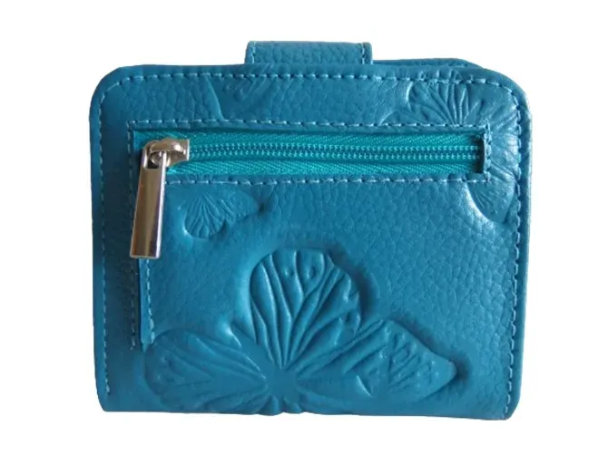 Billetera Mini en Cuero Para Mujer CALZADO GUERREROS CB-007 Azul Mariposas