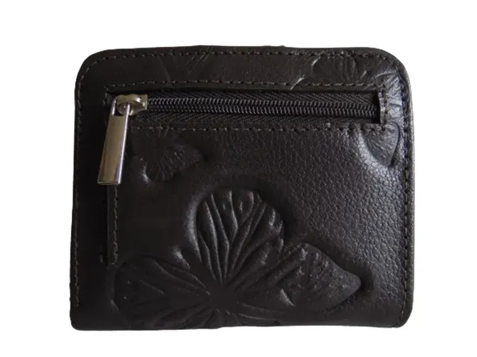 Billetera Mini en Cuero Para Mujer CALZADO GUERREROS CB-007 Café Mariposas