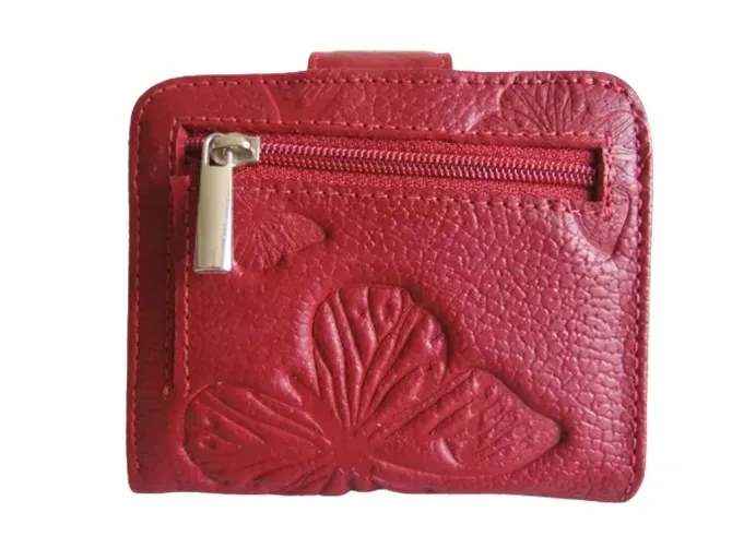 Billetera Mini en Cuero Para Mujer CALZADO GUERREROS CB-007 Rojo Mariposas