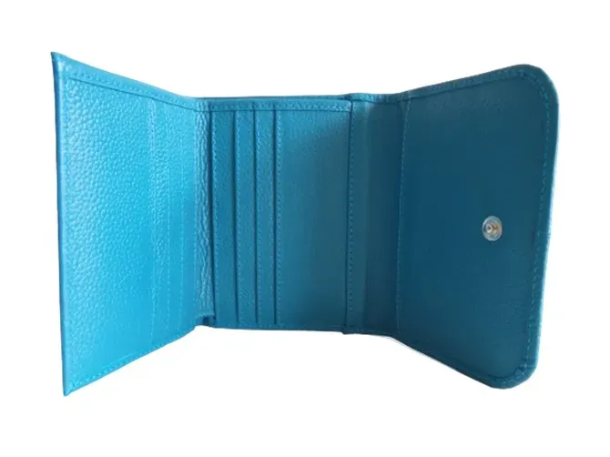 Billetera Para Mujer En Cuero CALZADO GUERREROS CB-009 Azul Aguamarina Mariposas