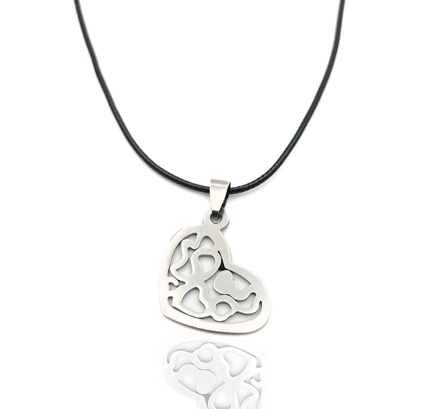 Collar Corazon Plateado Acero