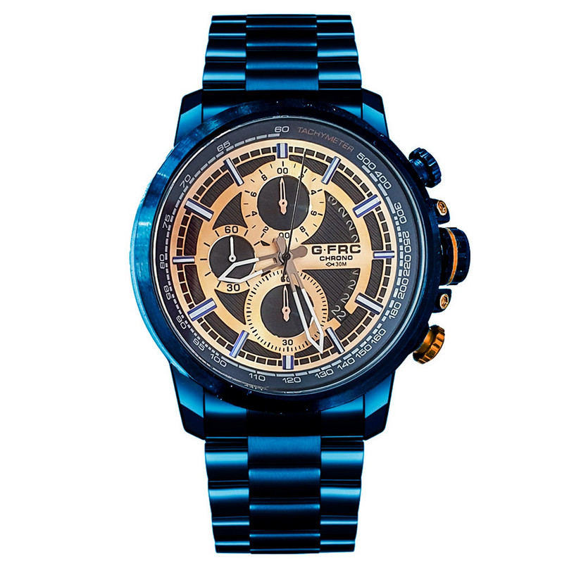 Reloj G-force Original H3675g Cronografo Acero Azul + Estuche