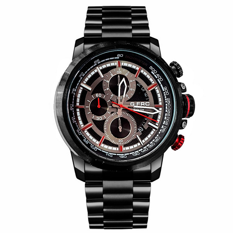 Reloj G-force Original H3675g Cronografo Acero Negro + Estuche