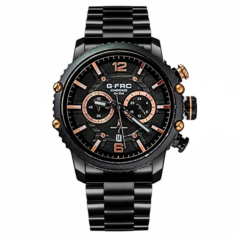 Reloj G-force Original H3835g Cronografo Acero Negro + Estuche