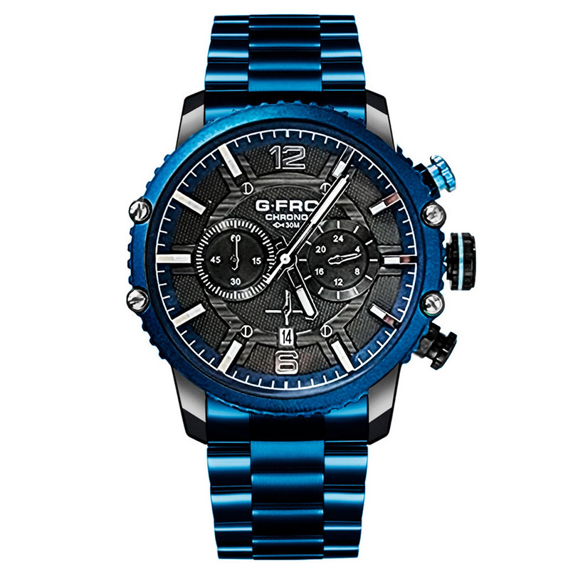 Reloj G-force Original H3835g Cronografo Acero Azul + Estuche