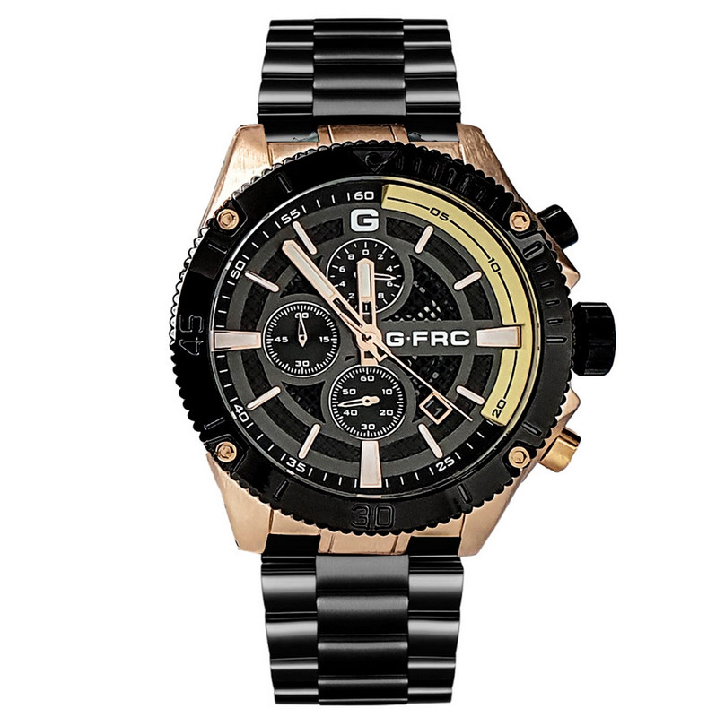 Reloj G-force Original H3840g Cronografo Acero Negro Rosa + Estuche