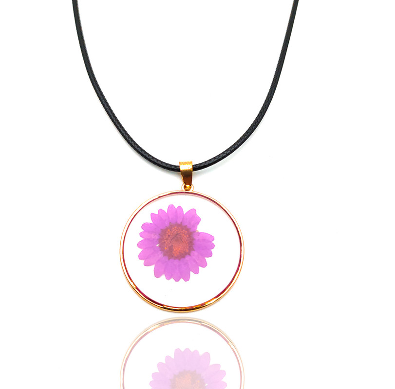 Collar Cristal Dorado Flor Violeta