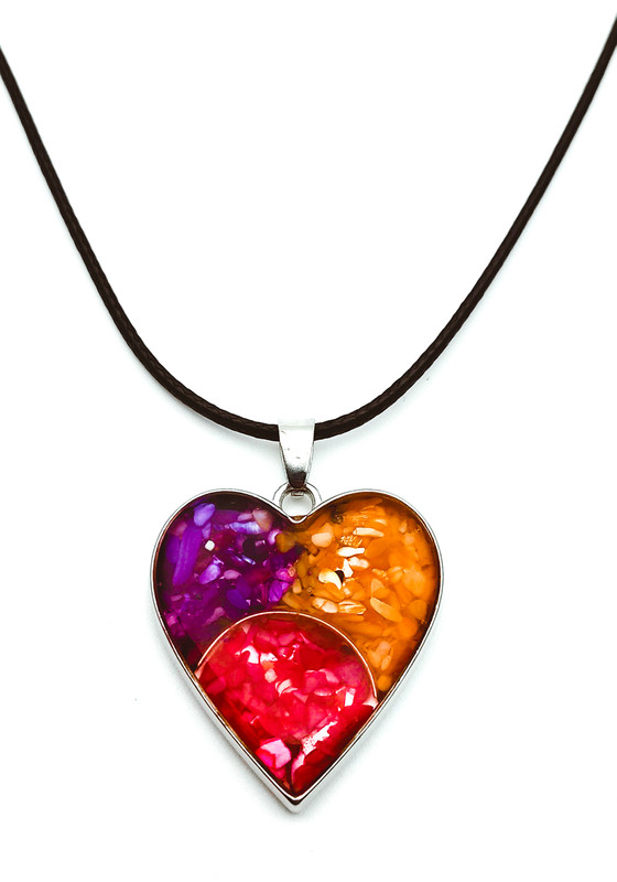 Collar Corazon Cuarzo Amatista Rojo