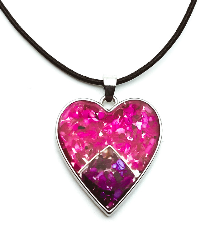 Collar Corazon Cuarzo Amatista Fucsia