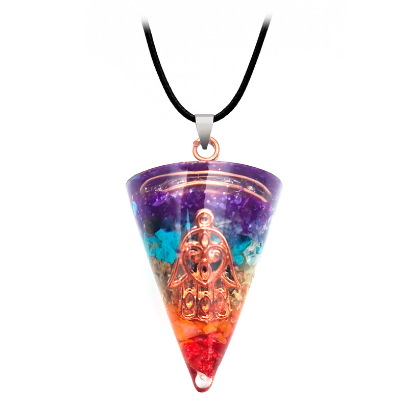 Collar Pendulo Mano Orgonita Cuarzo 7 Chakras