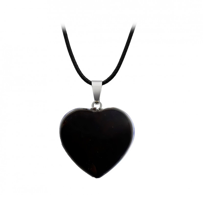 Collar Corazon Cuarzo Onix