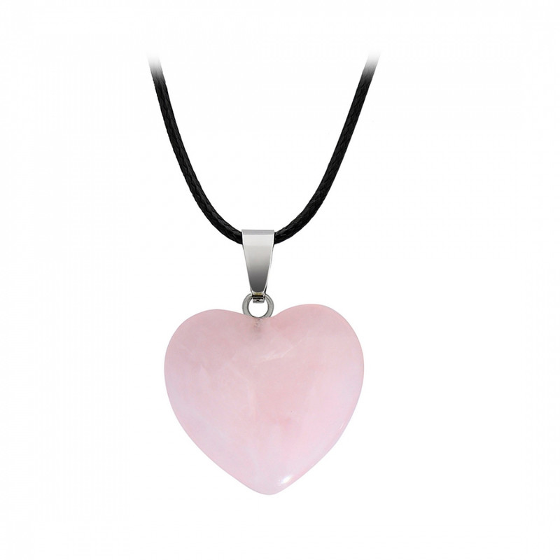 Collar Corazon Cuarzo Rosa