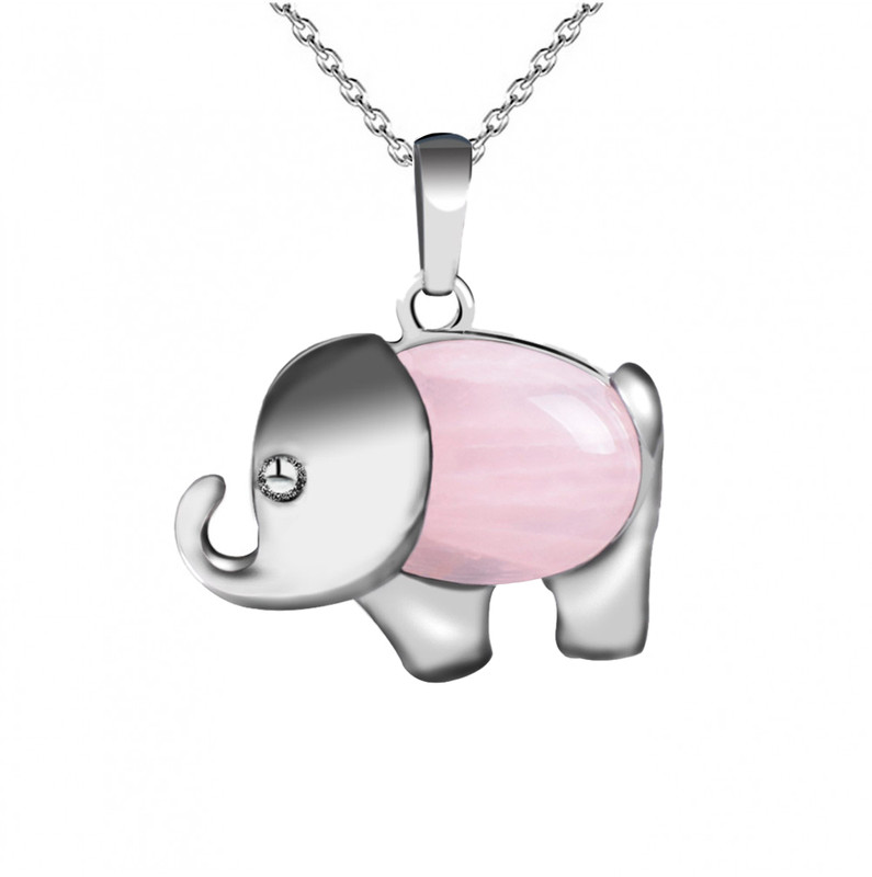 Collar Elefante Cuarzo Rosa