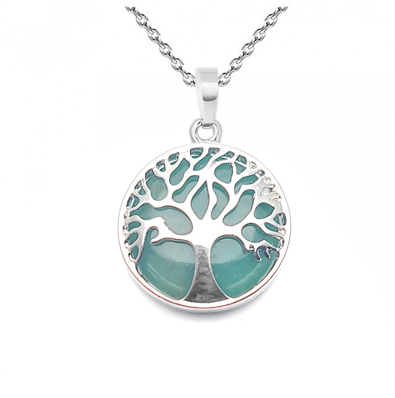 Collar Arbol De La Vida Circular Cuarzo Jade