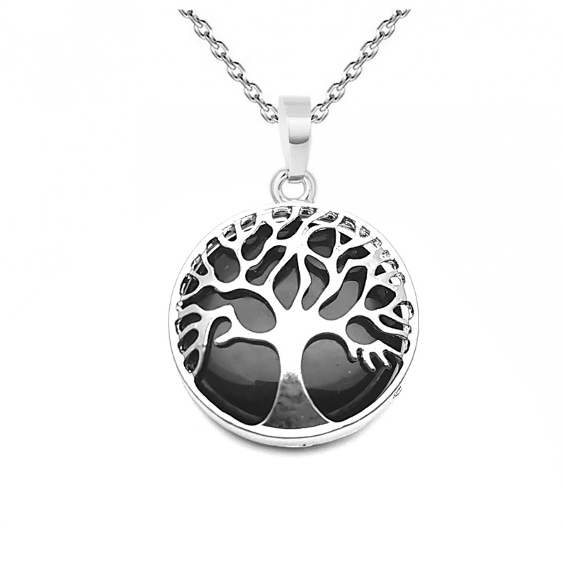 Collar Arbol De La Vida Circular Cuarzo Onix