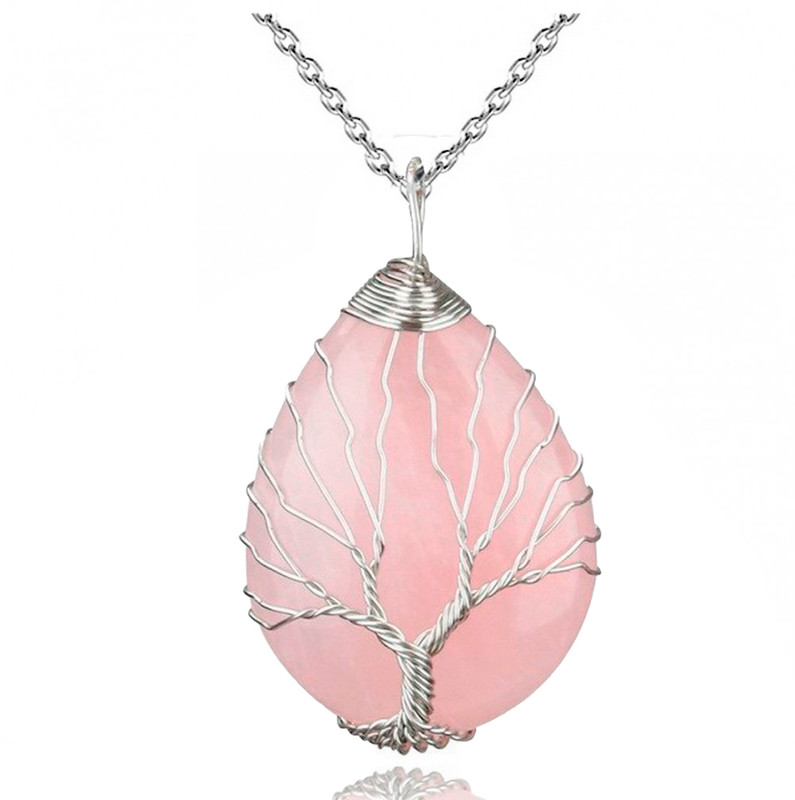 Collar Arbol De La Vida Cuarzo Rosa