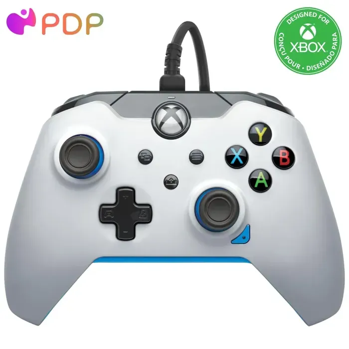 Control Xbox Con Cable Pdp Azul Con Licencia De Microsoft Para Xbox Series X|S/Xbox One/PC