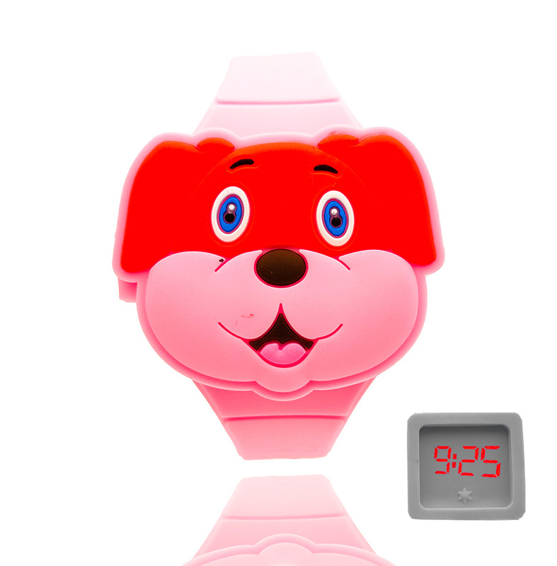 Reloj Led Niño Niña infantil Perrito Rosa + estuche