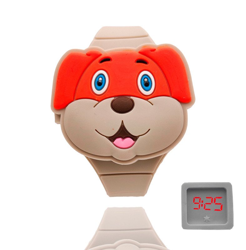 Reloj Led Niño Niña infantil Perrito Gris + estuche