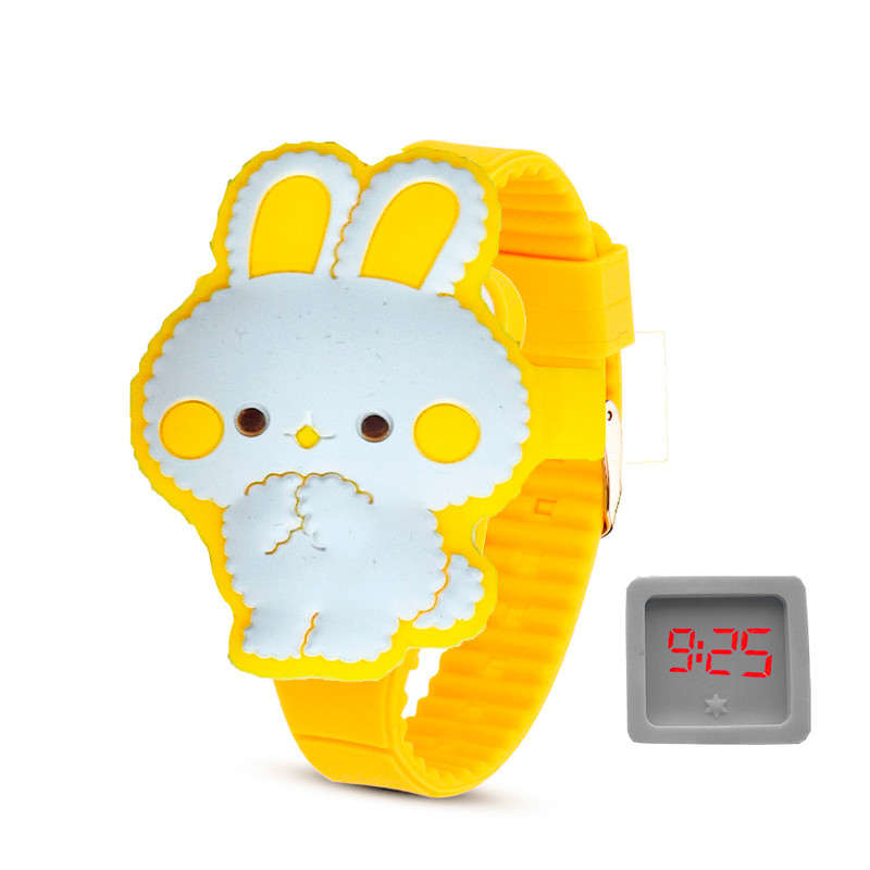 Reloj Led Niño Niña infantil Conejito Amarillo + estuche