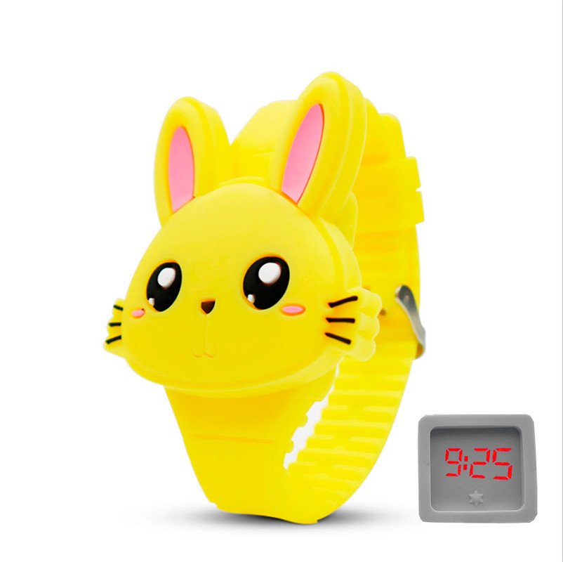 Reloj Led Niño Niña infantil Conejo Amarillo + estuche