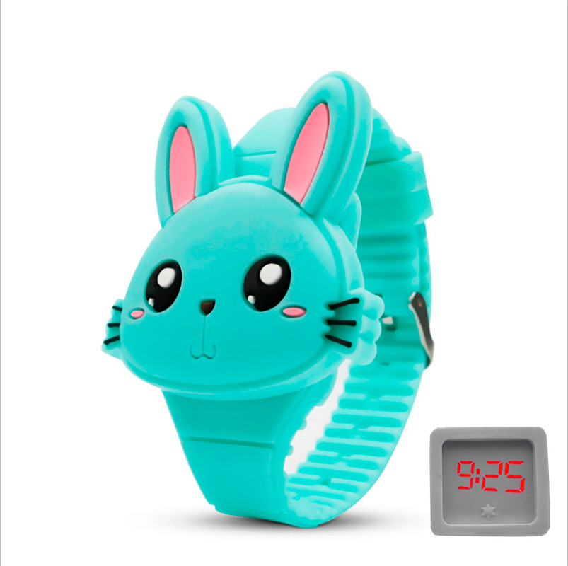 Reloj Led Niño Niña infantil Conejo Turquesa + estuche