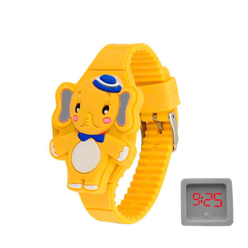 Reloj Led Niño Niña infantil Elefante Amarillo + estuche