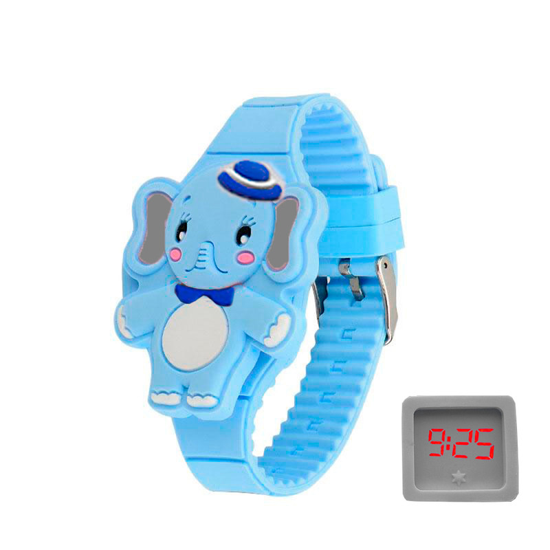 Reloj Led Niño Niña infantil Elefante Azul + estuche