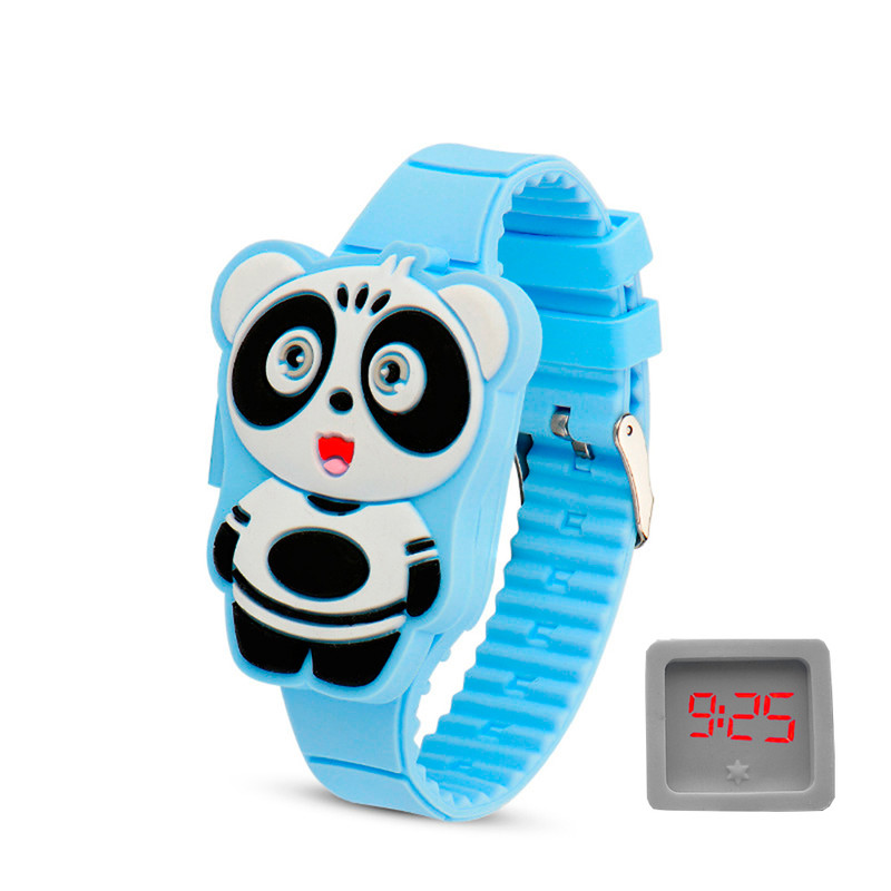 Reloj Led Niño Niña infantil Oso Panda Azul + estuche