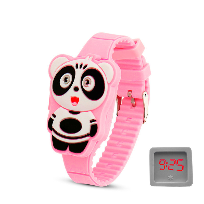 Reloj Led Niño Niña infantil Oso Panda Rosa + estuche